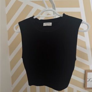 Babaton Black Boxy Crop Muscle Tee